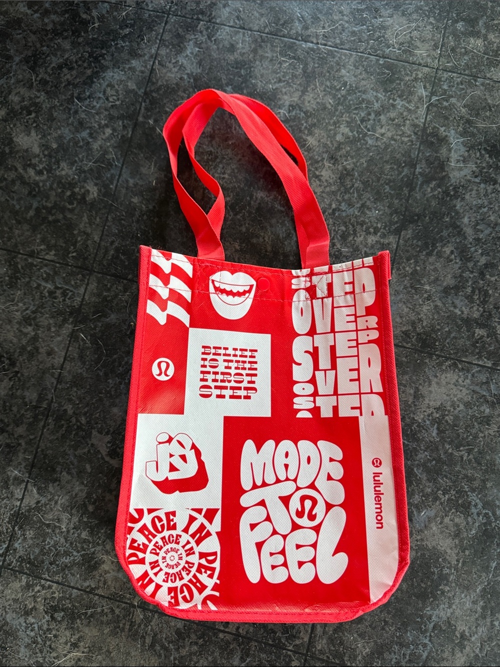 lululemon athletica Red and White Graphic Tote